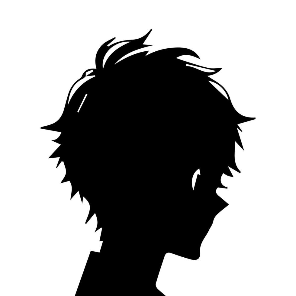 Anime Head silhouette, man anime style vector