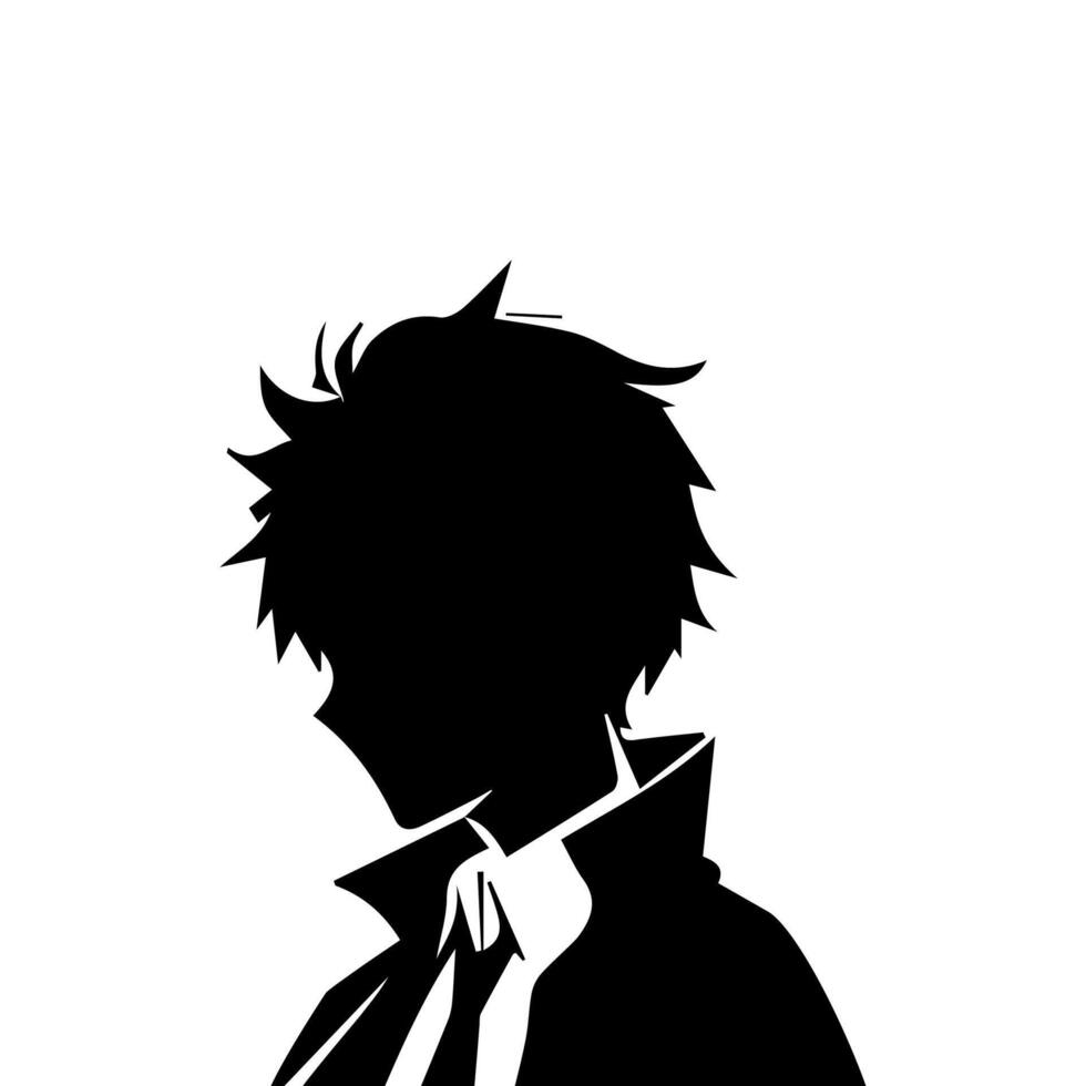 Anime Head silhouette, man anime style vector