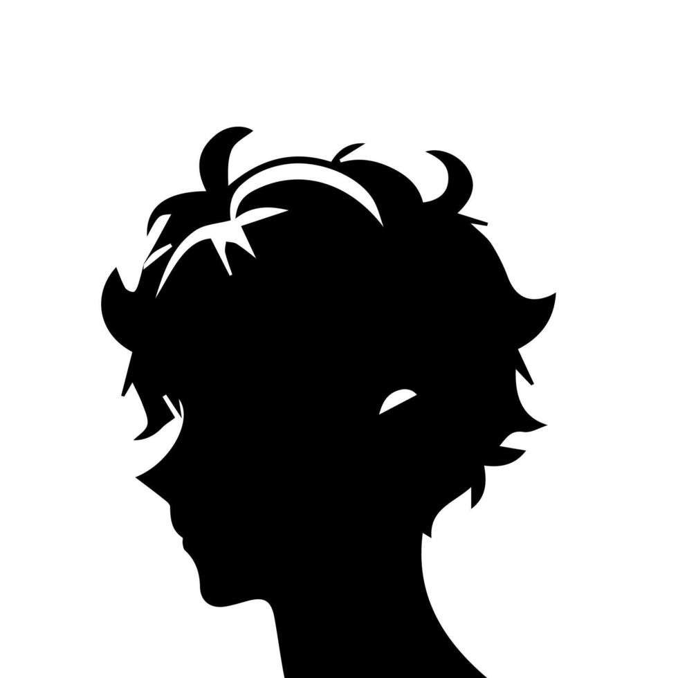 Anime head silhouette illustration with the object of a cool young man vector