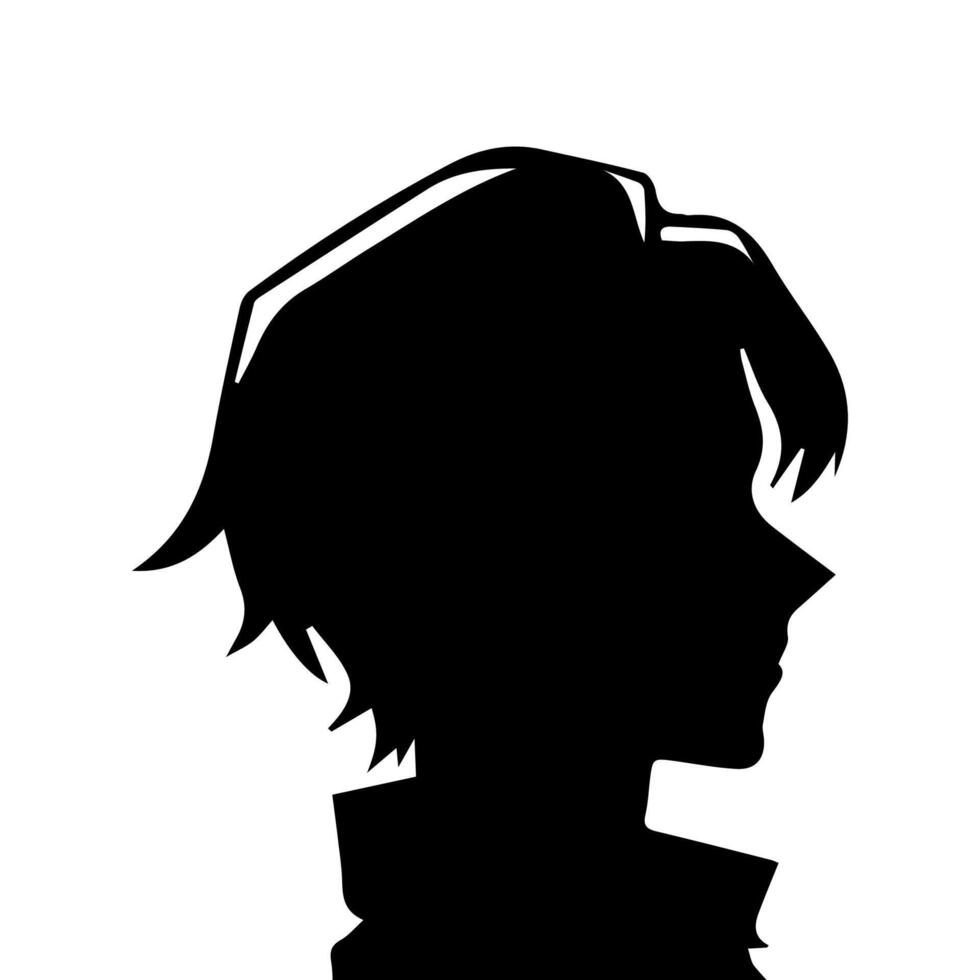 Anime Head silhouette, man anime style vector