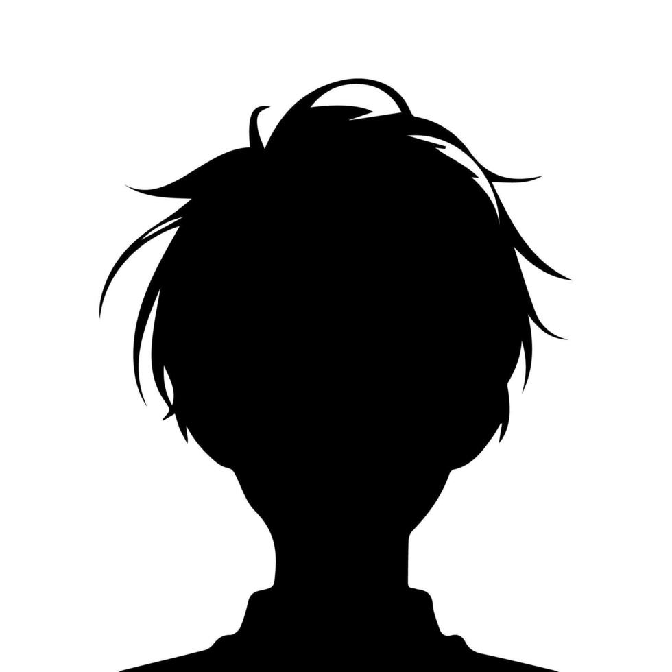 Anime Head silhouette, man anime style vector