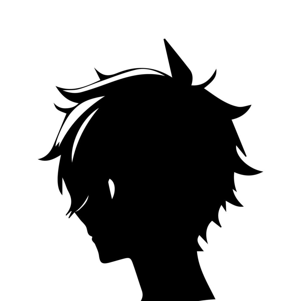 Anime Head silhouette, man anime style vector