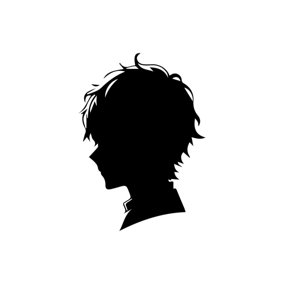 Anime Head silhouette, man anime style vector