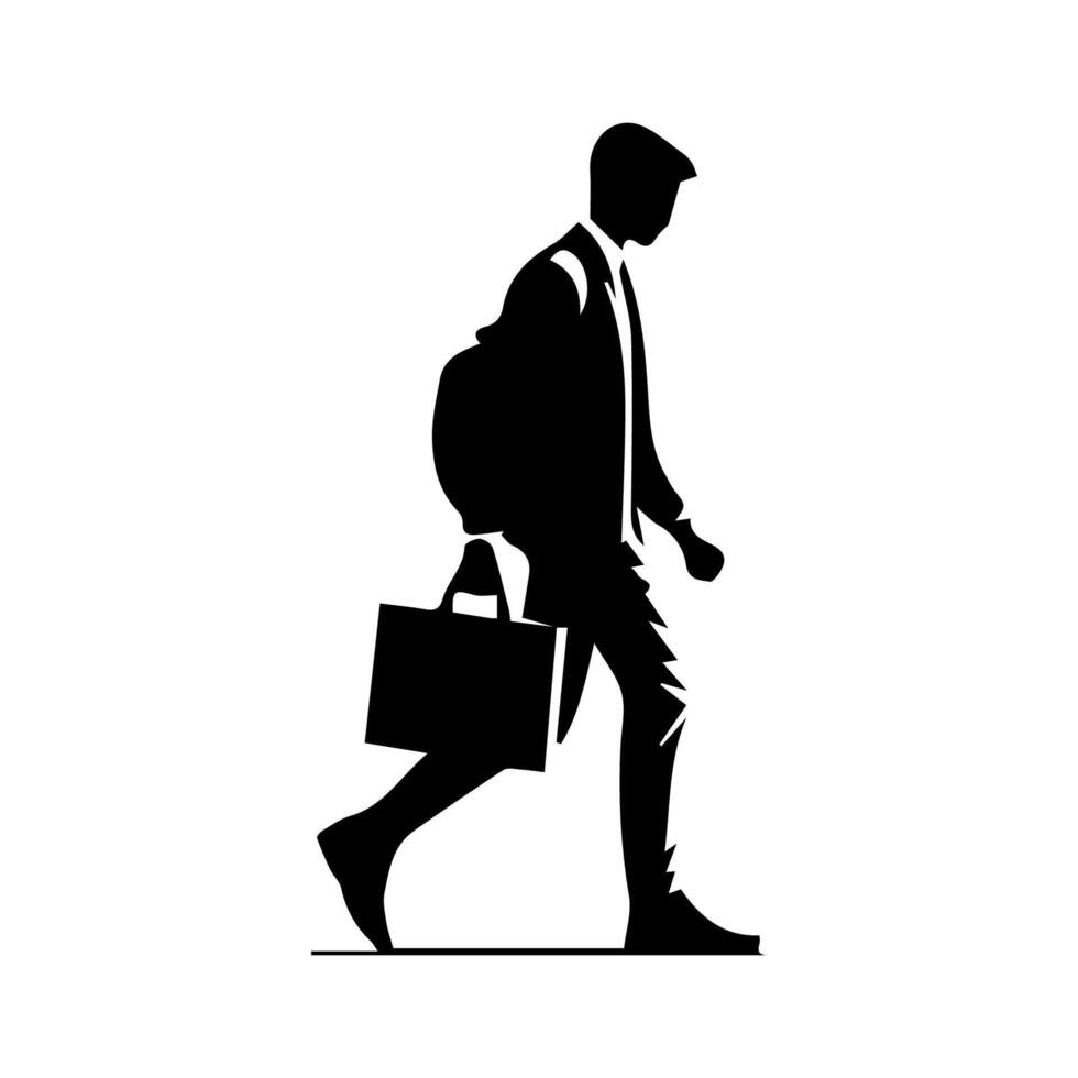 Man walking silhouettes on white background, Lifestyle man vector