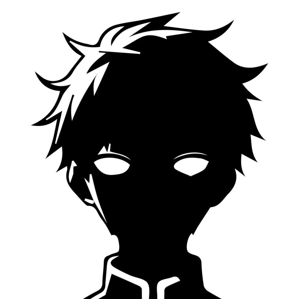 Anime Head silhouette, man anime style vector