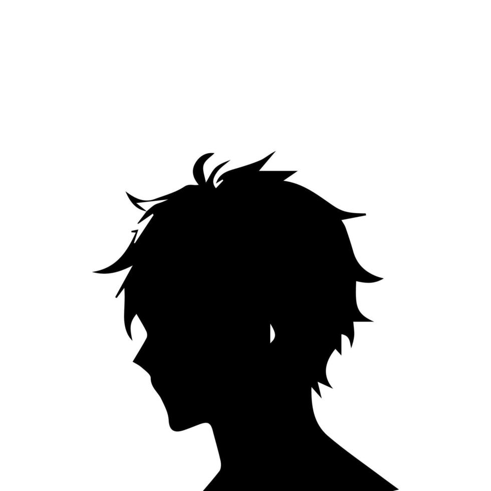 Anime head silhouette illustration with the object of a cool young man vector