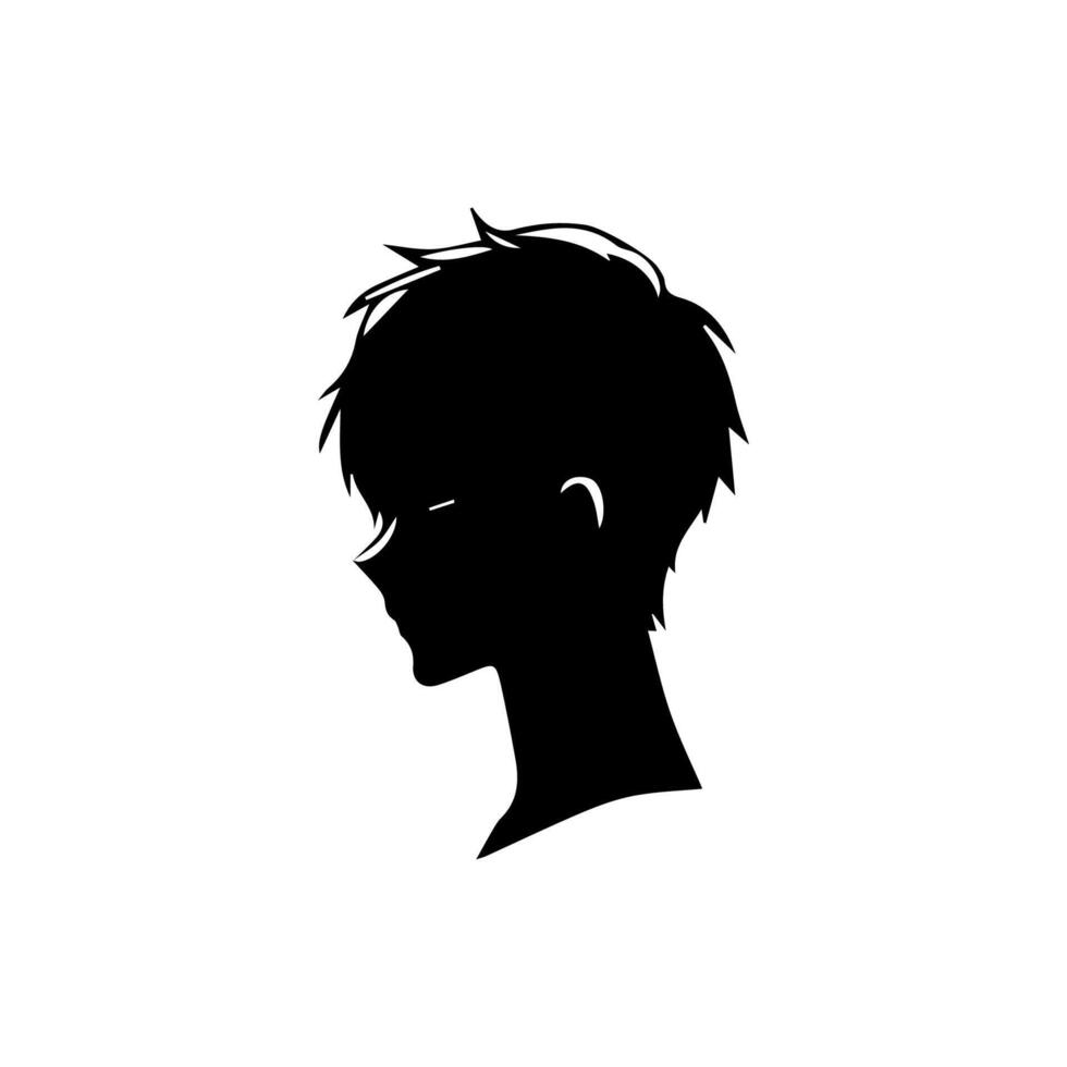 Anime head silhouette illustration with the object of a cool young man vector