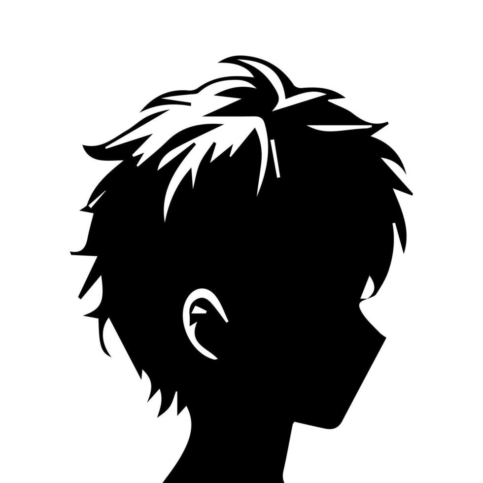 Anime Head silhouette, man anime style vector