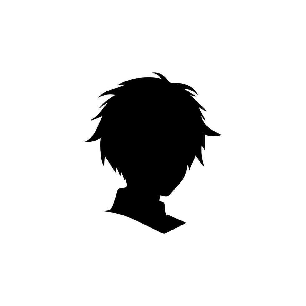 Anime head silhouette illustration with the object of a cool young man vector