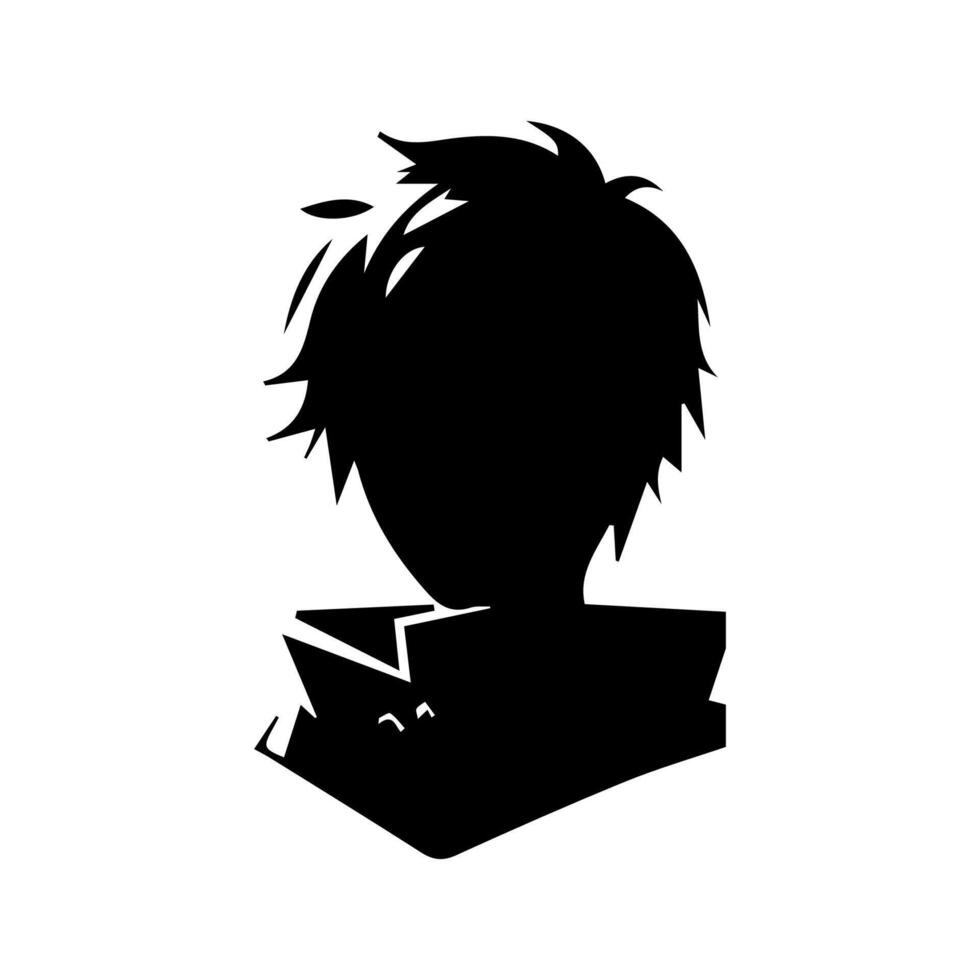 Anime head silhouette illustration with the object of a cool young man vector
