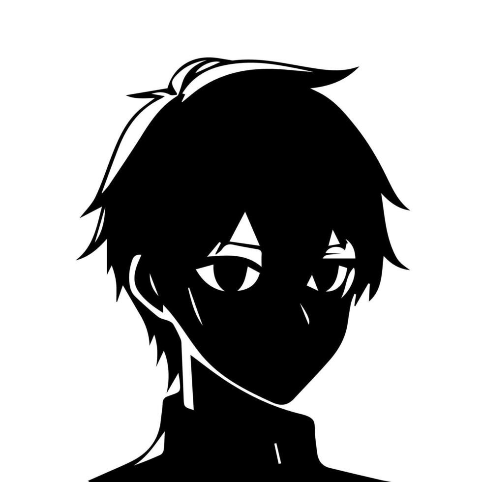 Anime head silhouette illustration with the object of a cool young man vector