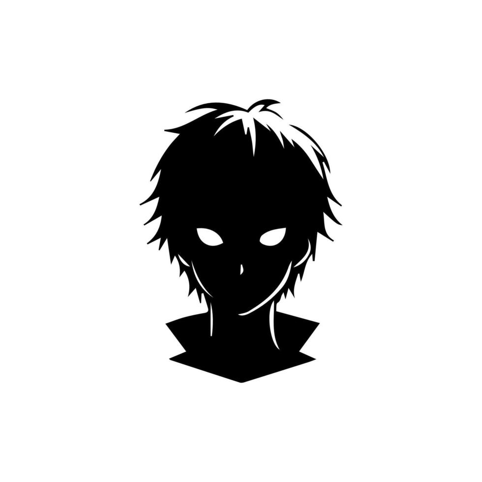 Anime head silhouette illustration with the object of a cool young man vector