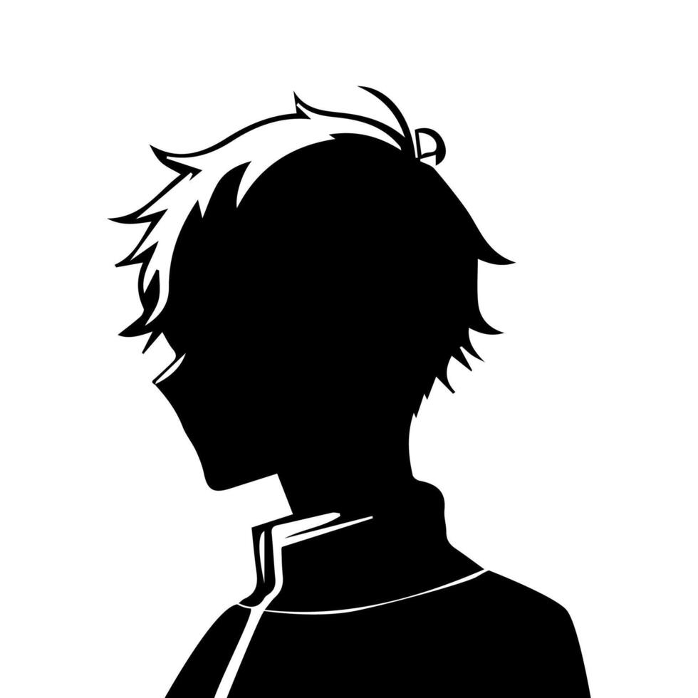 Anime Head silhouette, man anime style vector