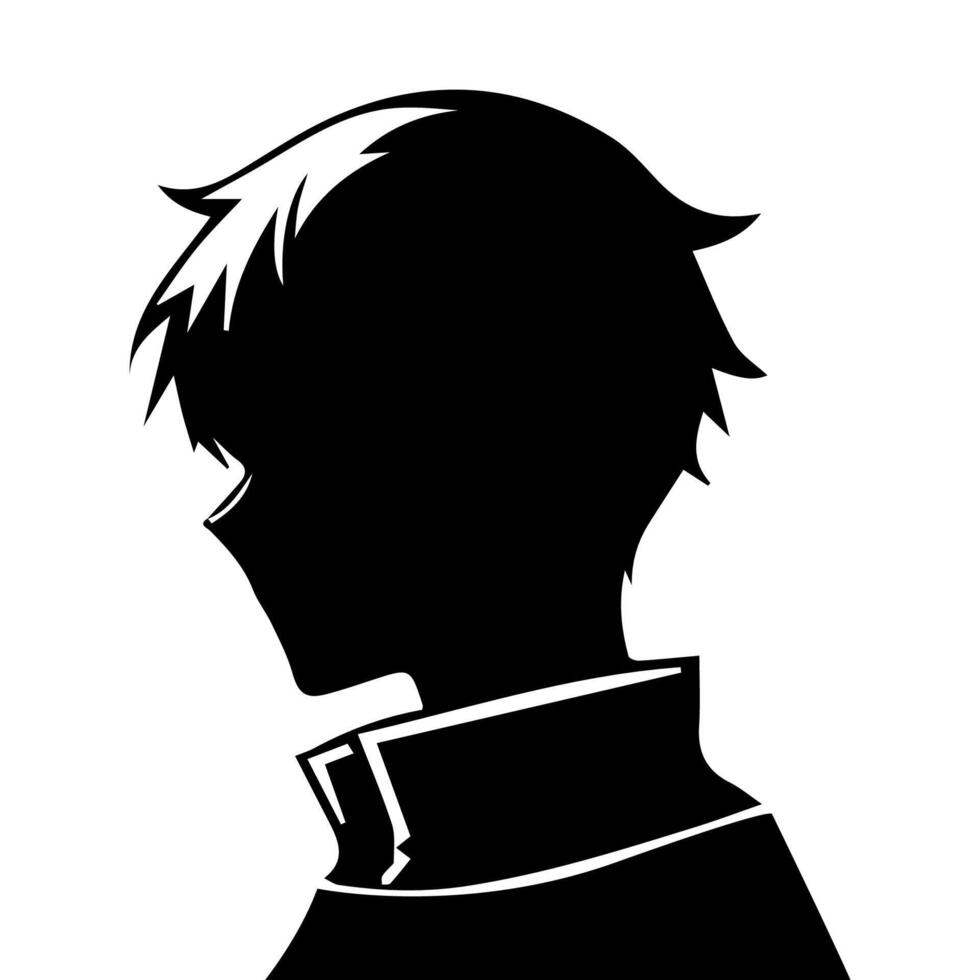 Anime Head silhouette, man anime style vector