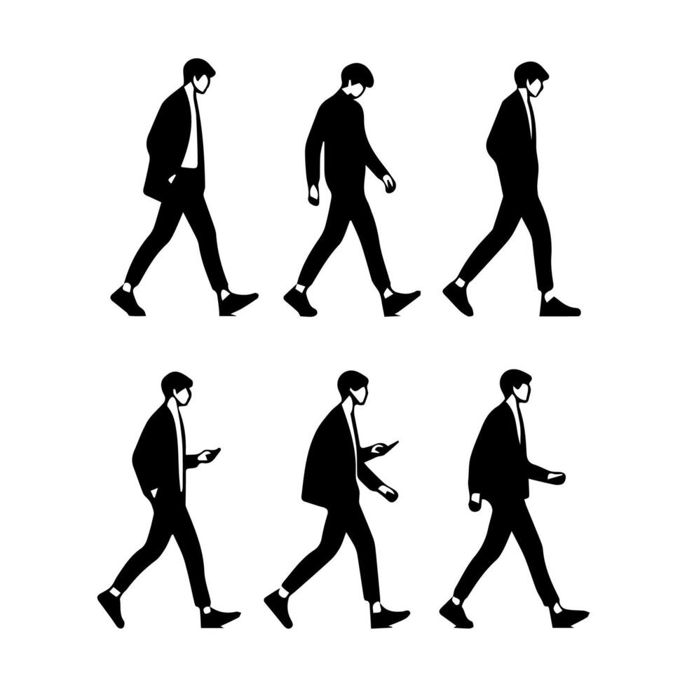 Man walking silhouettes on white background, Lifestyle man vector