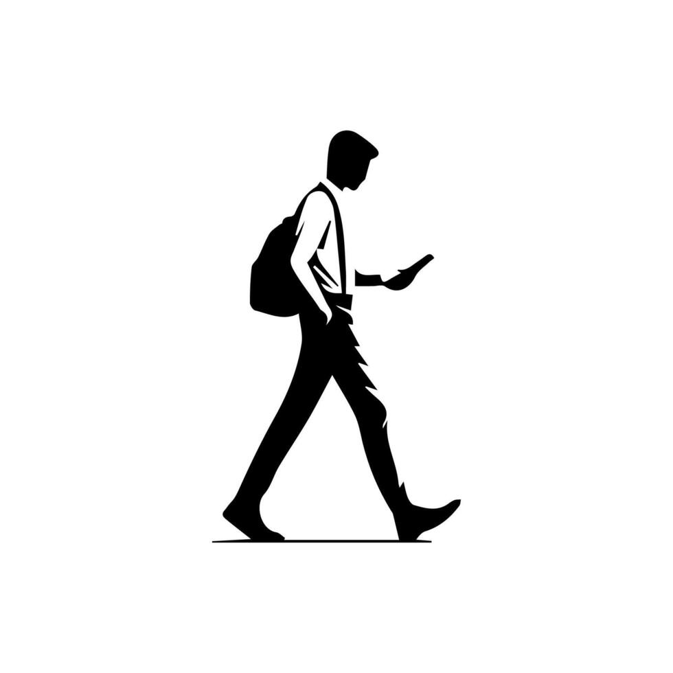 Man walking silhouettes on white background, Lifestyle man vector