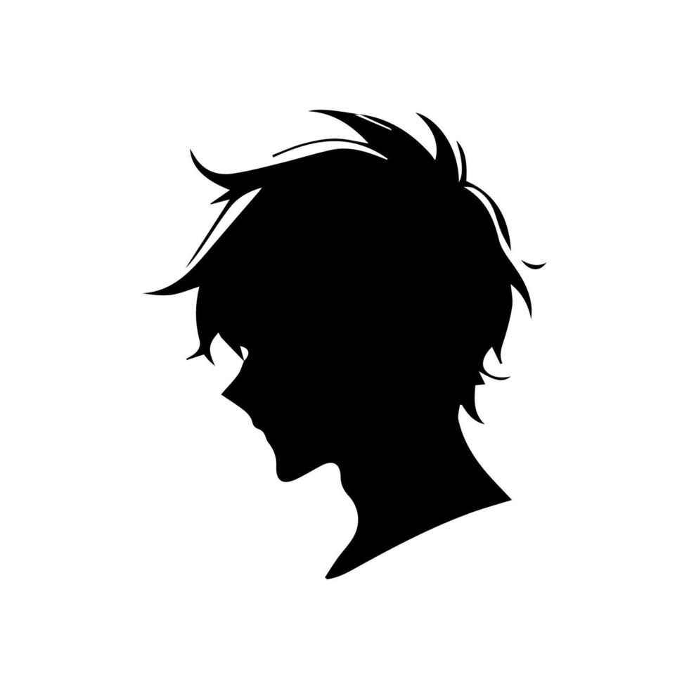 Anime head silhouette illustration with the object of a cool young man vector