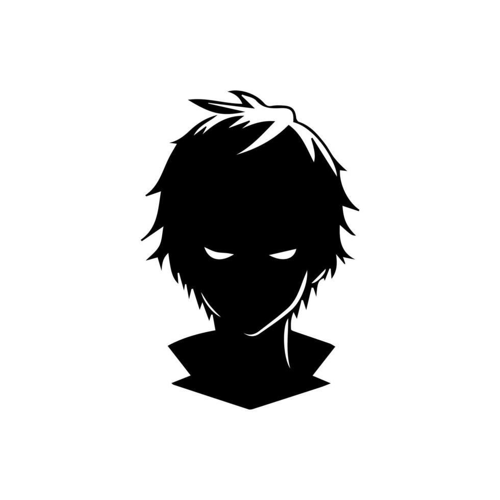 Anime head silhouette illustration with the object of a cool young man vector