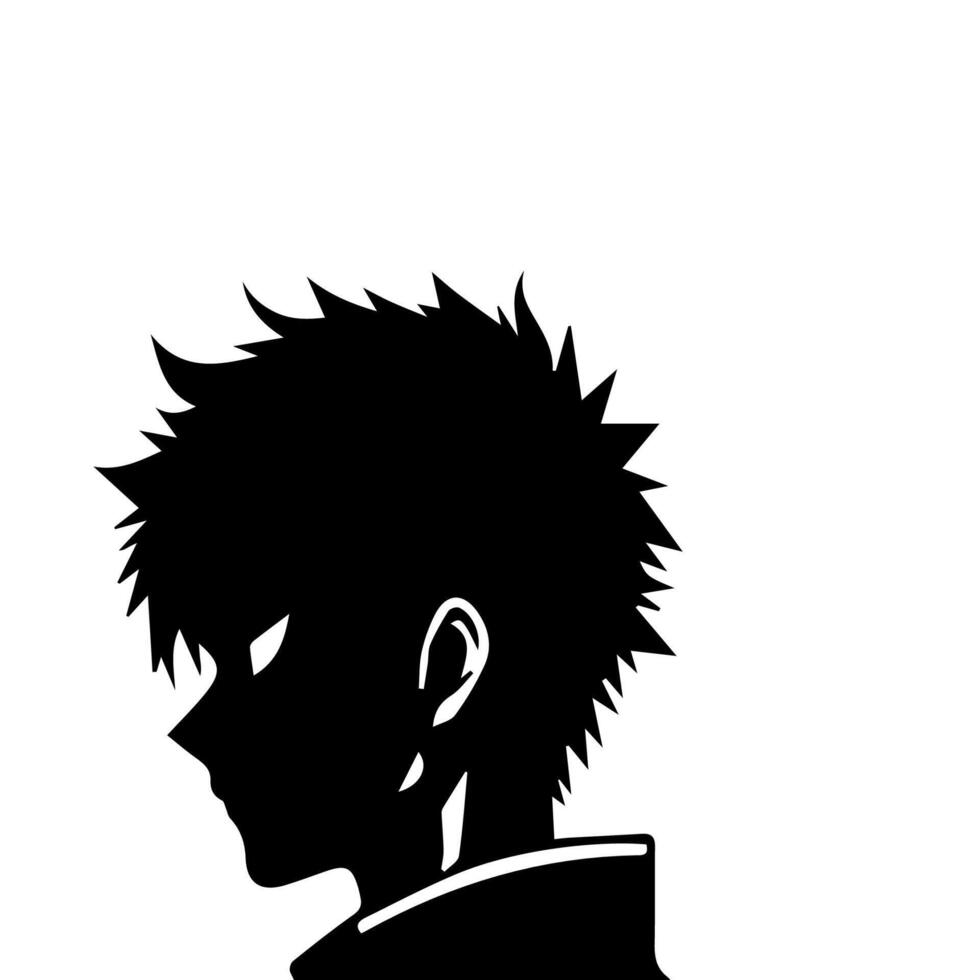 Anime head silhouette illustration with the object of a cool young man vector