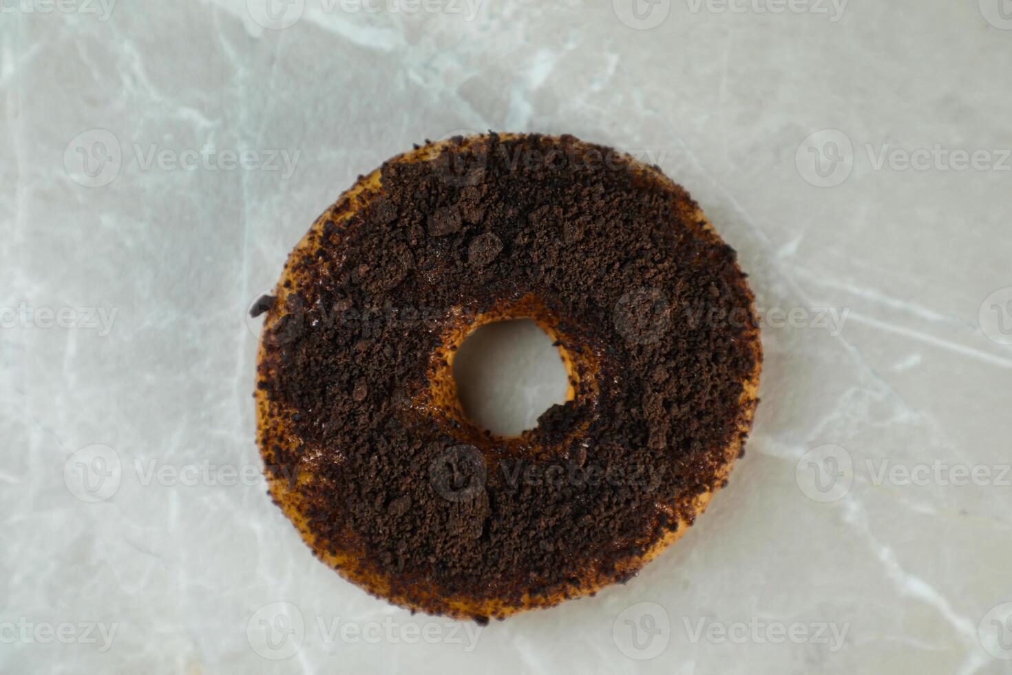 Mochaccino Donut or mocha topping Isolated on grey background top view of baked breakfast food photo