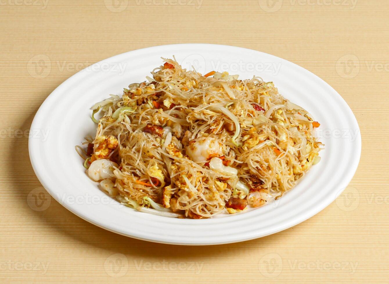 xingzhour bee hoon served in dish isolated on background top view singapore food photo