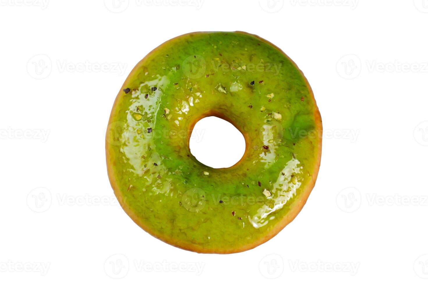 Lemon Pistachio Donut Isolated on white background top view of baked breakfast food photo