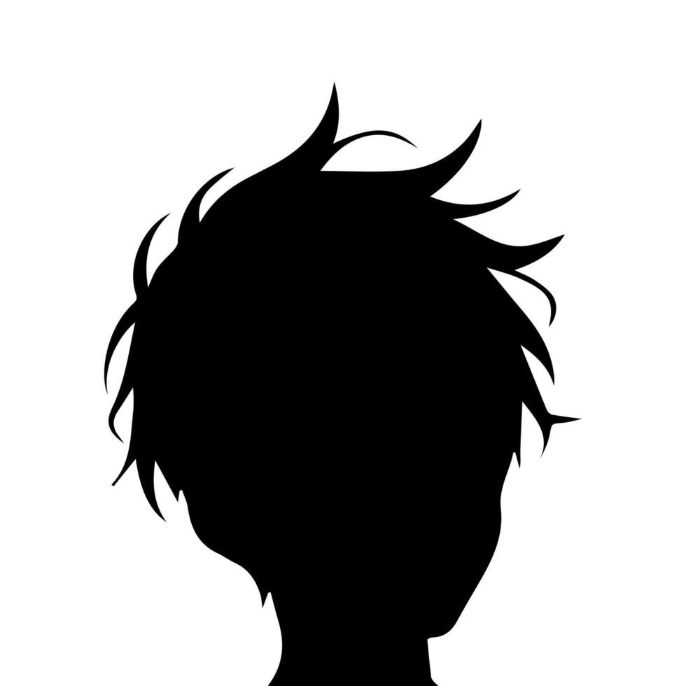 Anime Head silhouette, man anime style vector