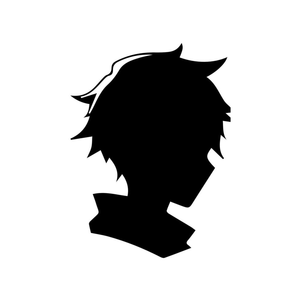 Anime head silhouette illustration with the object of a cool young man vector