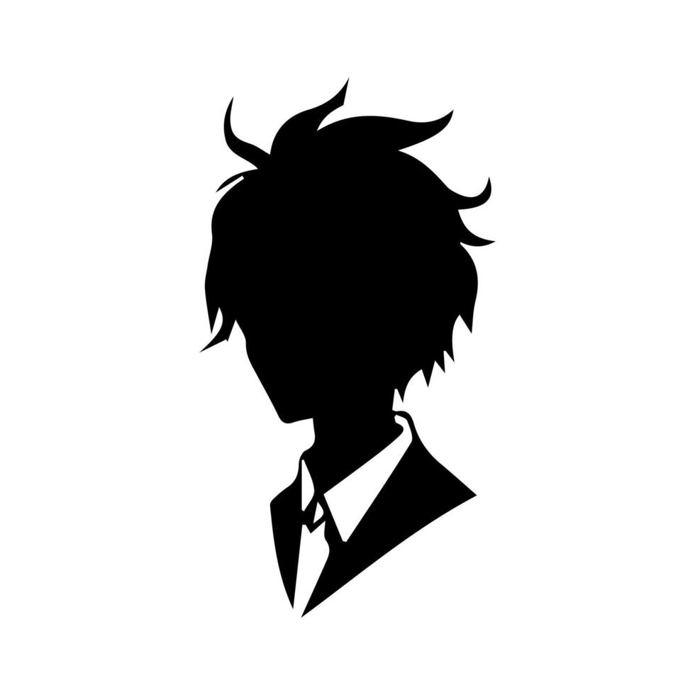 Anime Head silhouette, man anime style vector