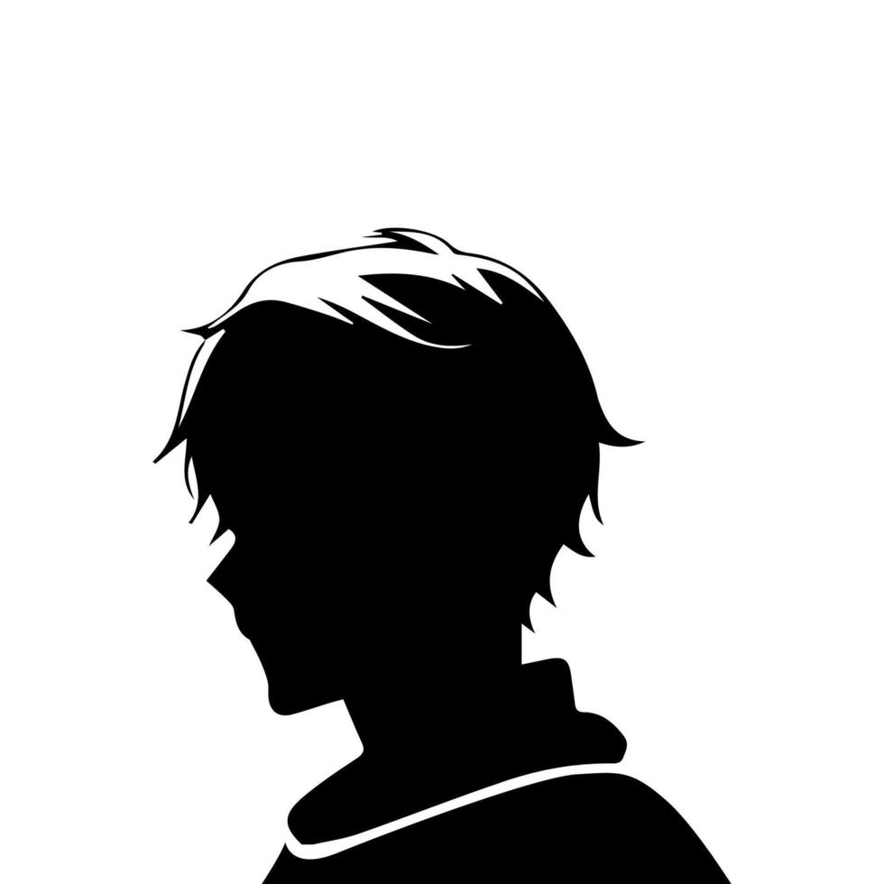 Anime Head silhouette, man anime style vector