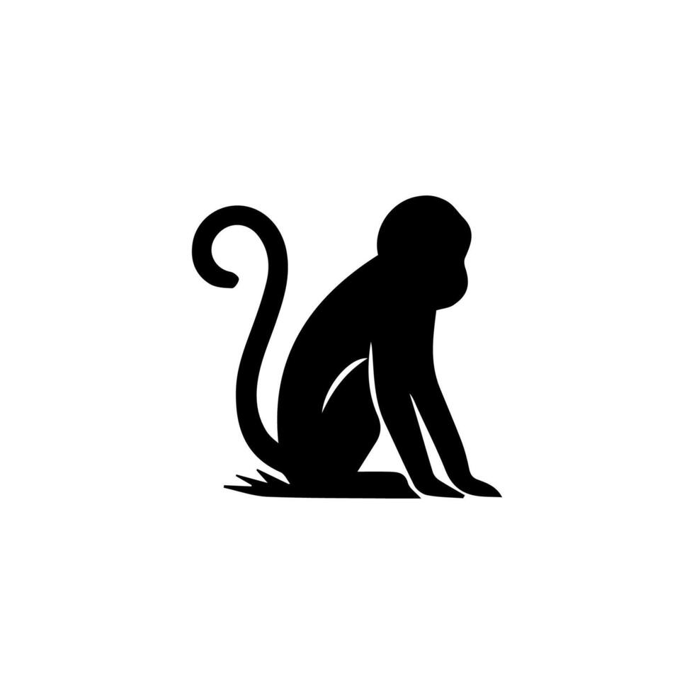 Silhuette monkey animal images and white background vector