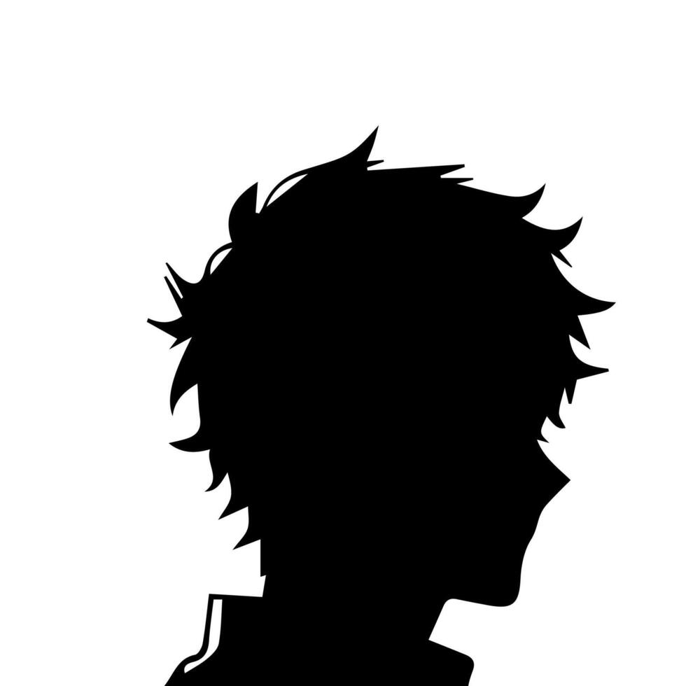 Anime head silhouette illustration with the object of a cool young man vector