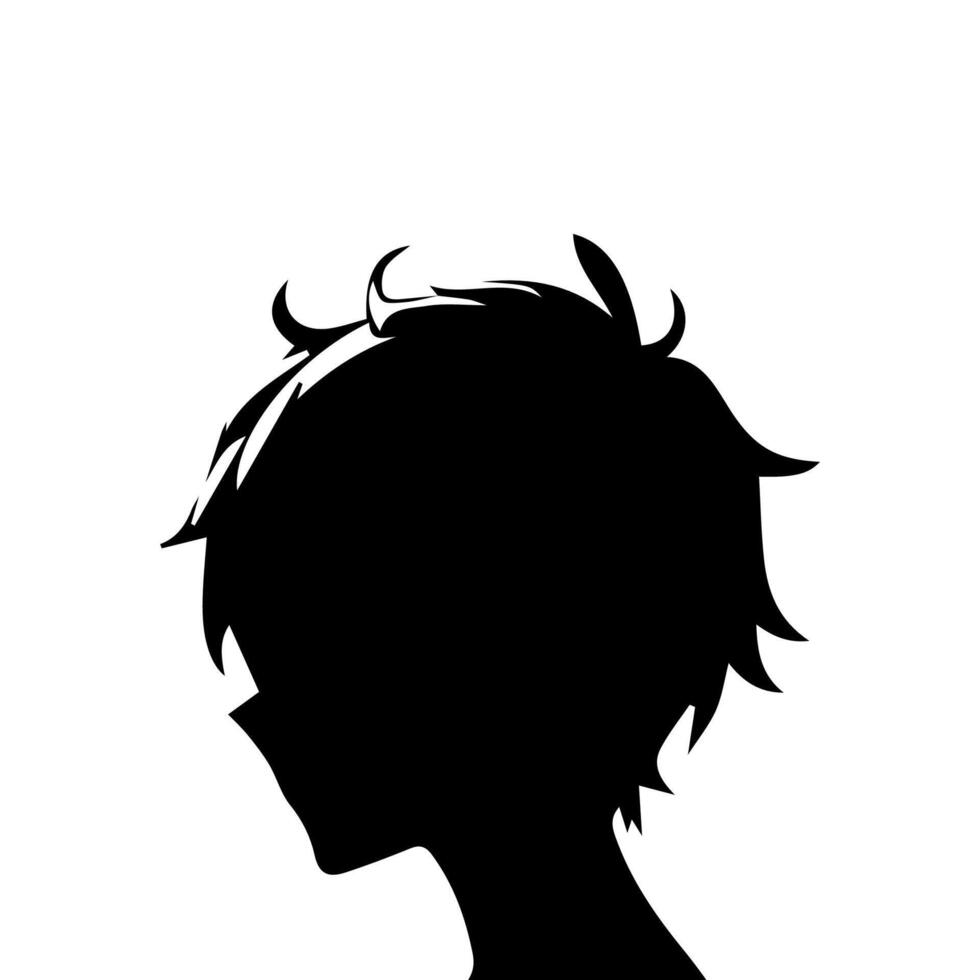 Anime Head silhouette, man anime style vector