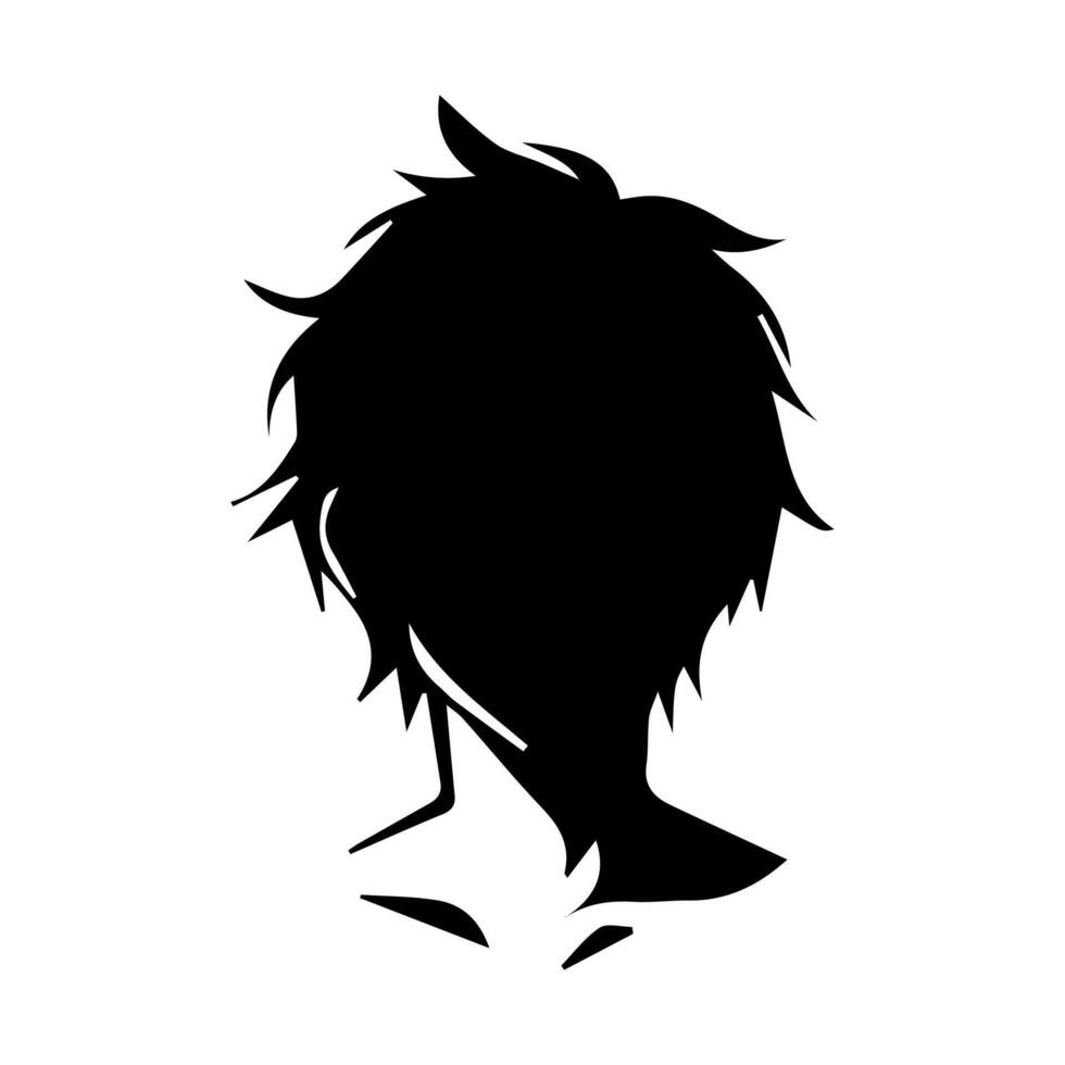 Anime head silhouette illustration with the object of a cool young man vector