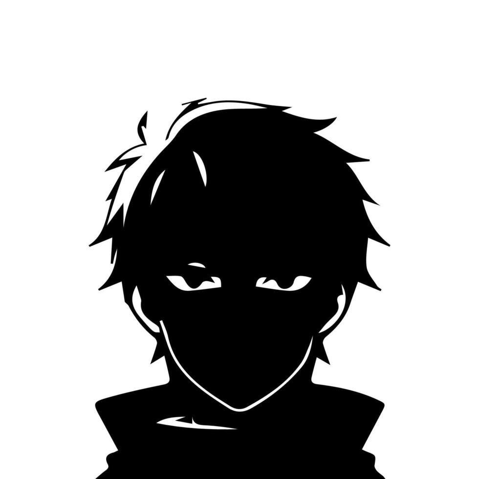 Anime Head silhouette, man anime style vector