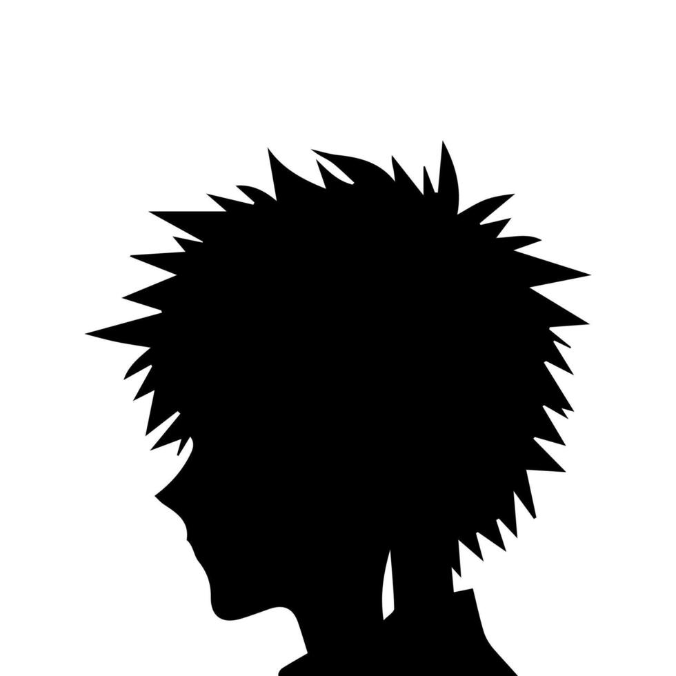 Anime head silhouette illustration with the object of a cool young man vector