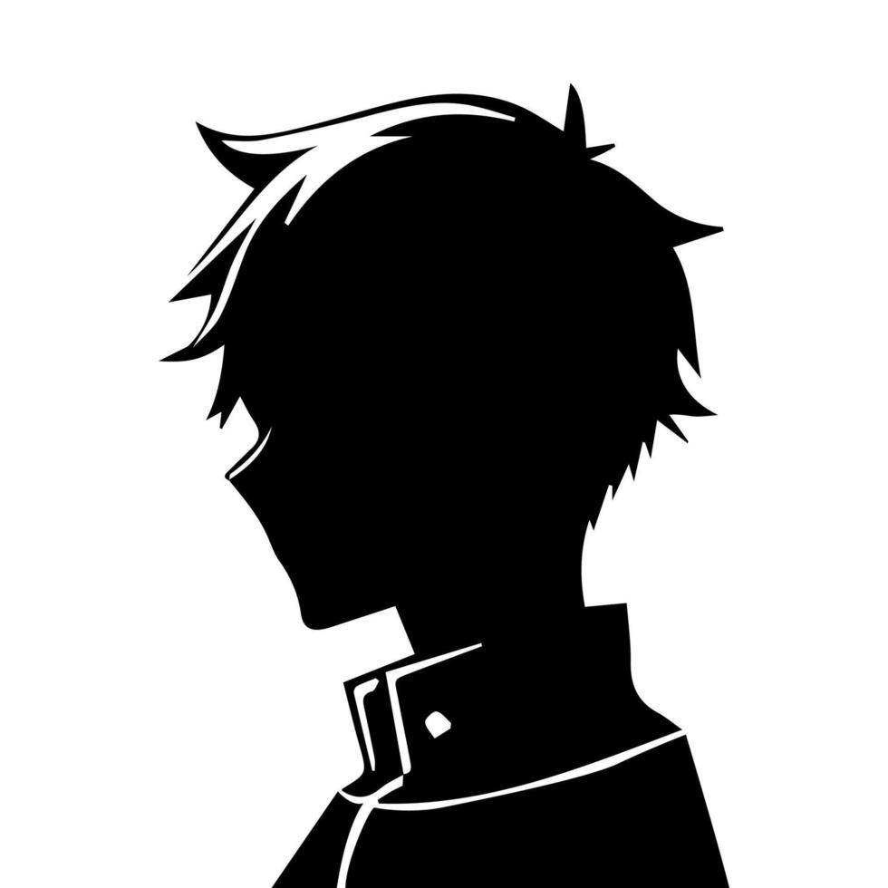 Anime Head silhouette, man anime style vector
