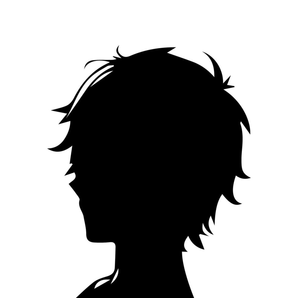 Anime head silhouette illustration with the object of a cool young man vector