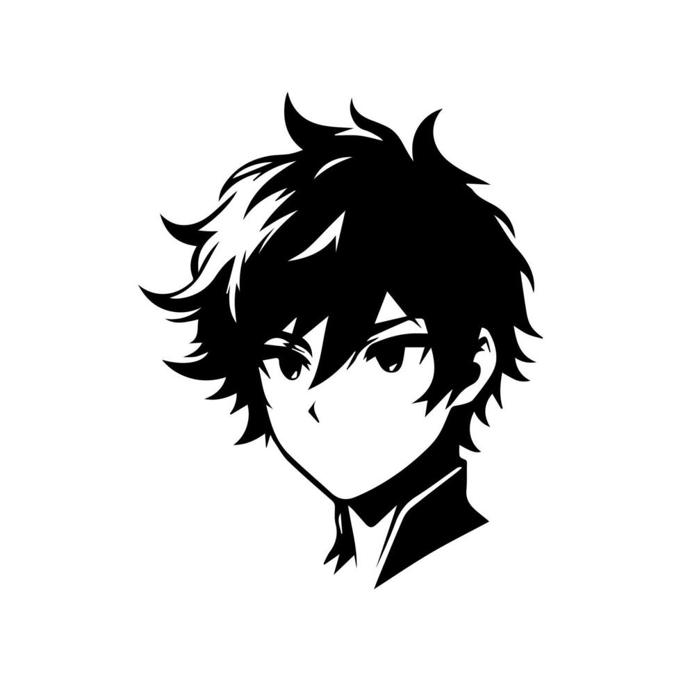 Anime Head silhouette, man anime style vector