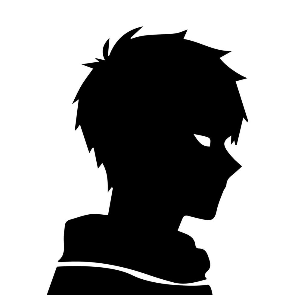 Anime head silhouette illustration with the object of a cool young man vector