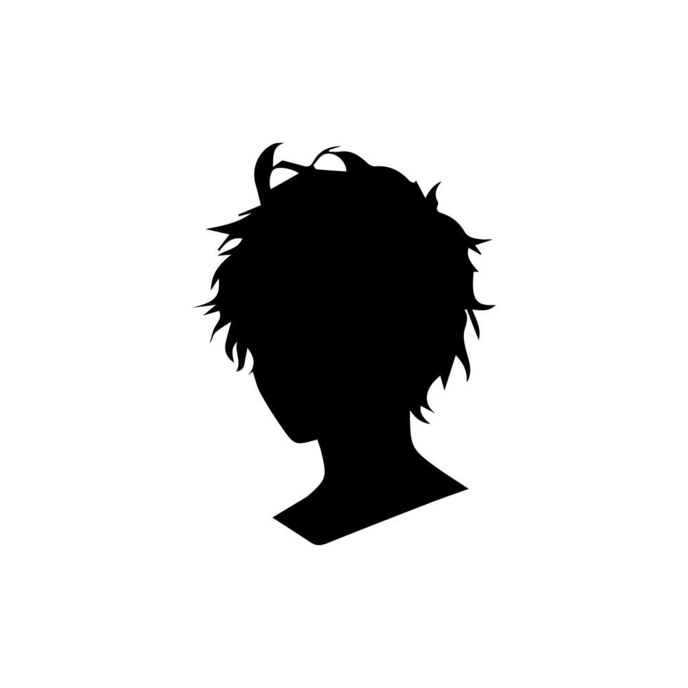 Anime head silhouette illustration with the object of a cool young man vector