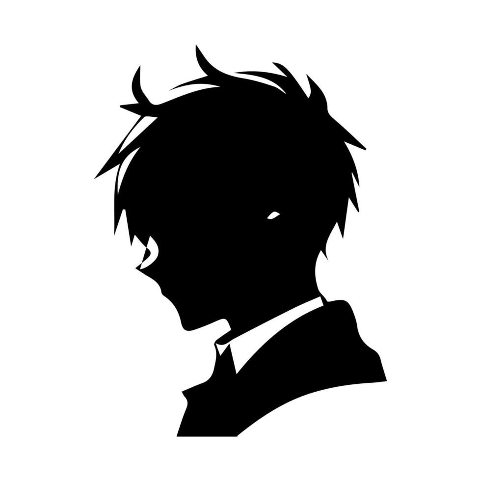 Anime head silhouette illustration with the object of a cool young man vector