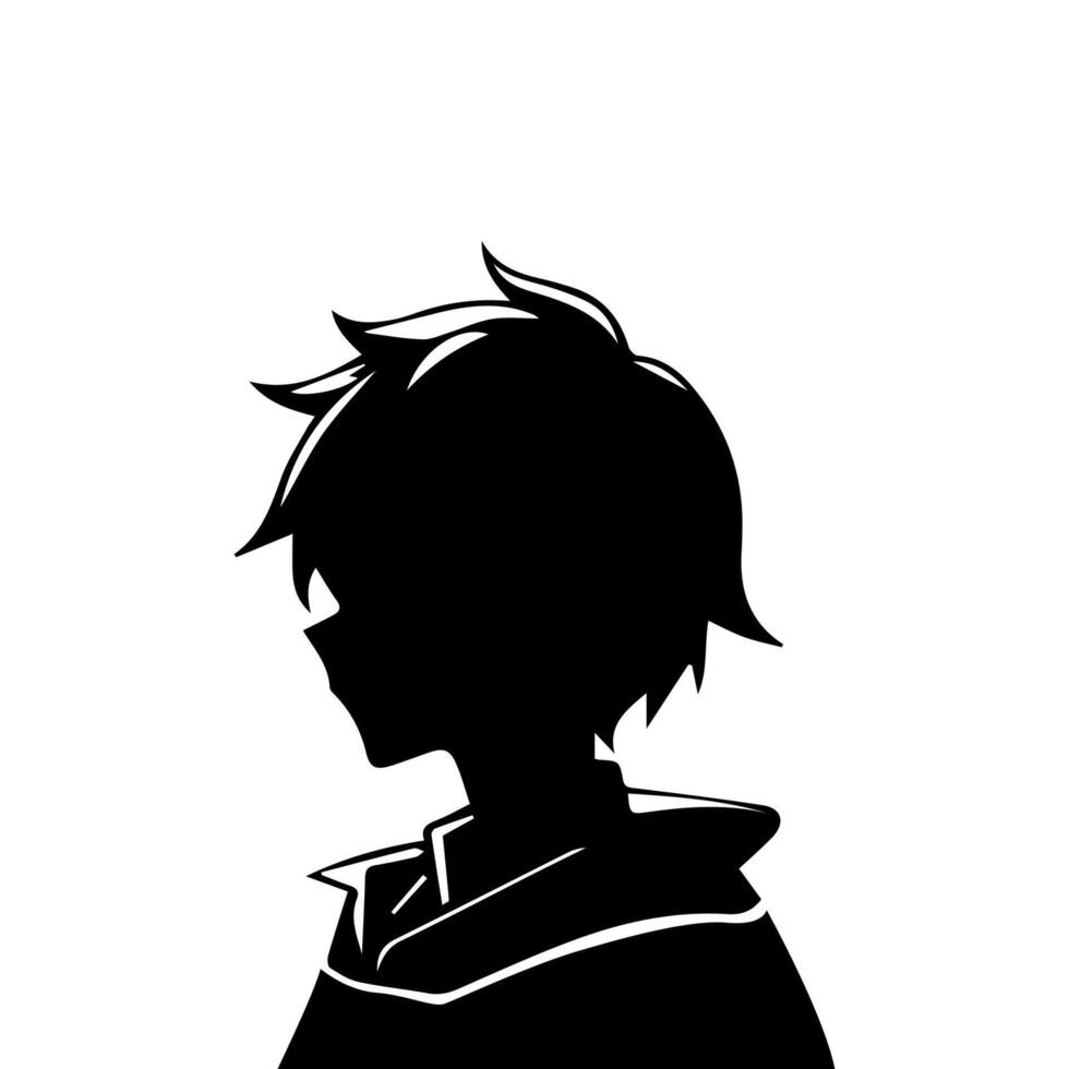 Anime Head silhouette, man anime style vector
