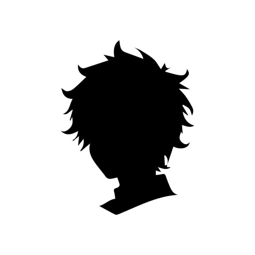 Anime head silhouette illustration with the object of a cool young man vector