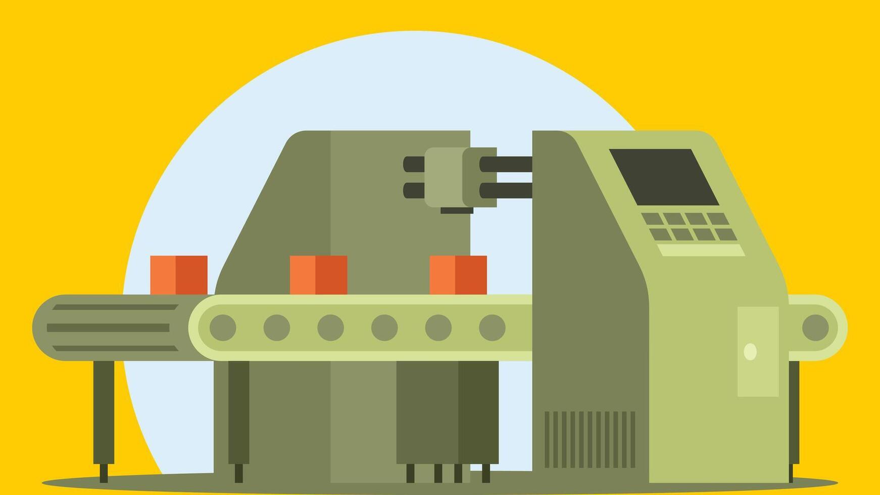 Industrial Production machine in a factory flat design vector