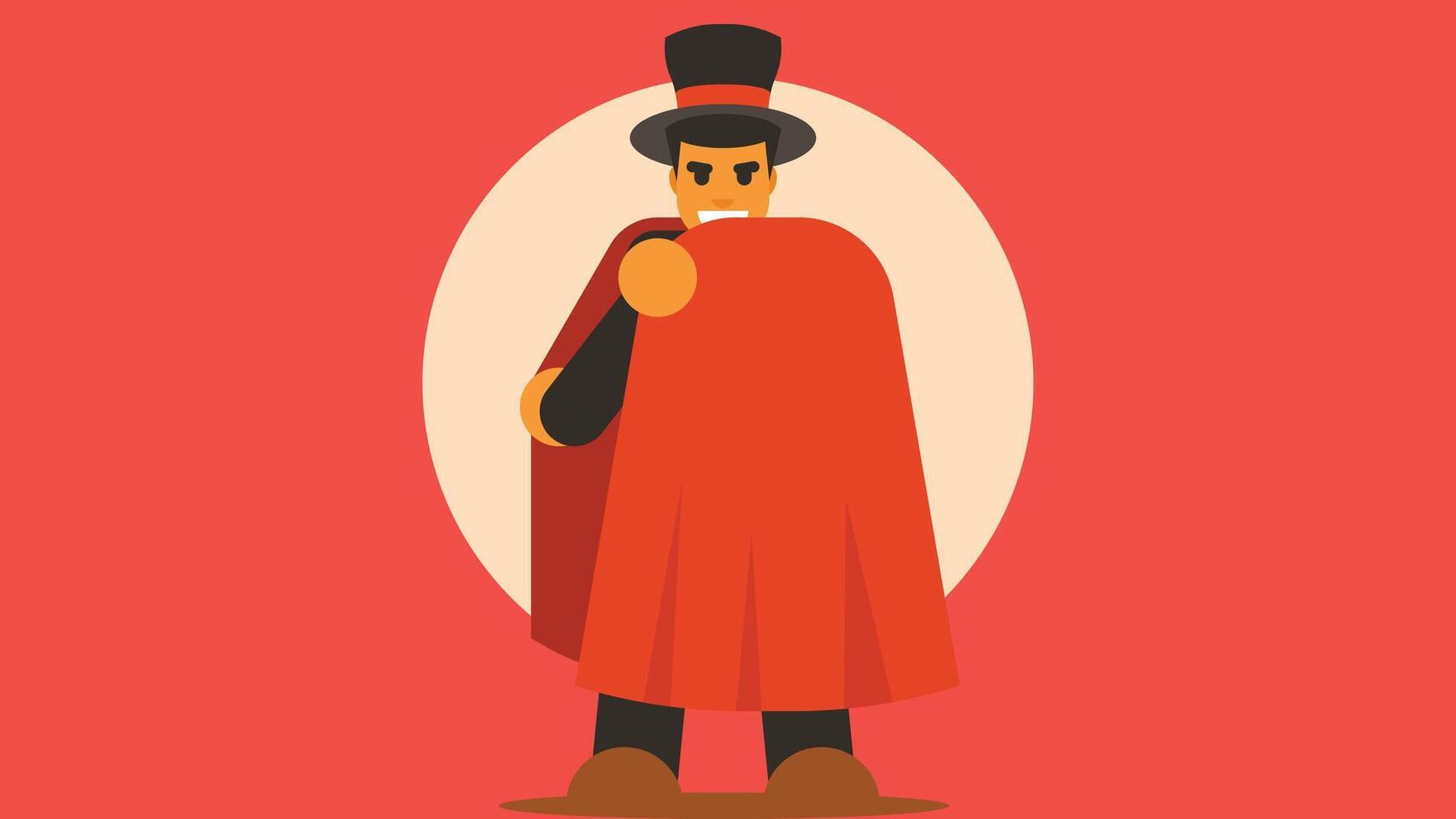 magician doing a magic trick with the cape illustration vector