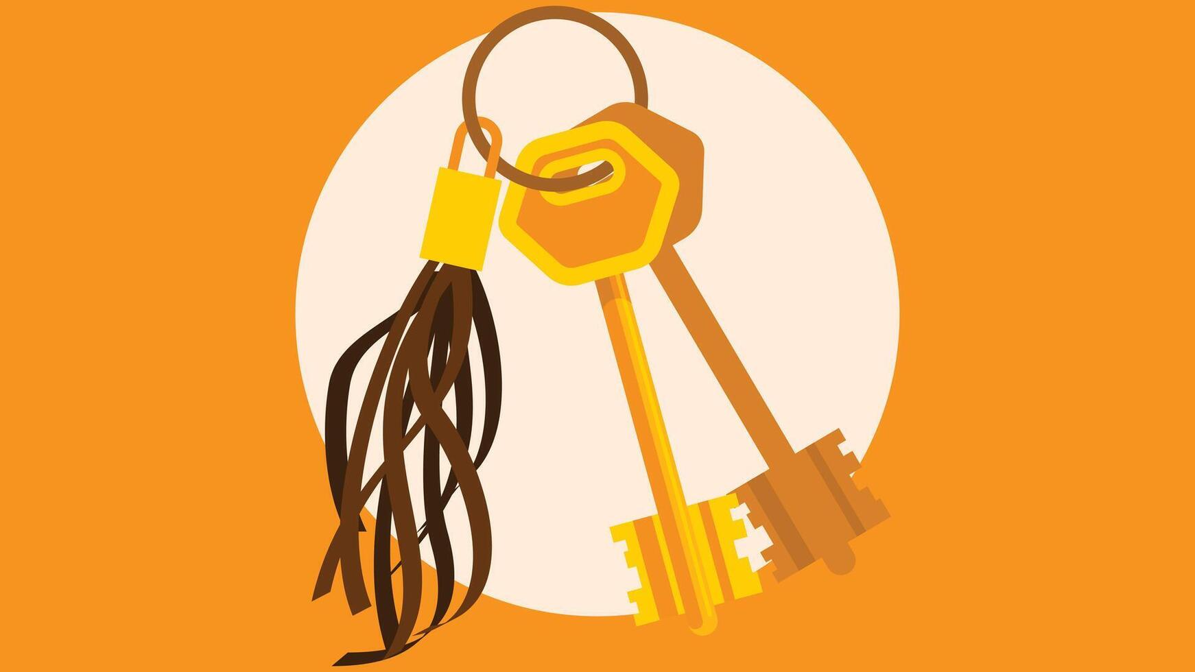 Abstract old golden gate keys flat illustration vector