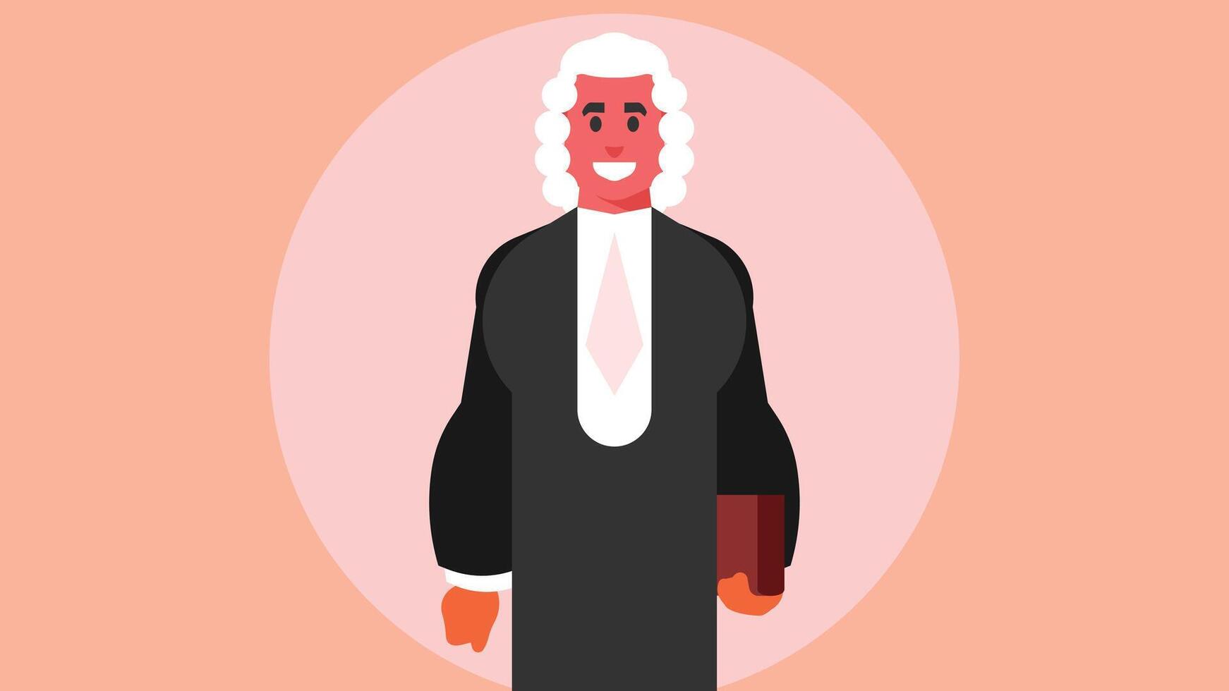 judge person profession with a law book in his hands flat design vector