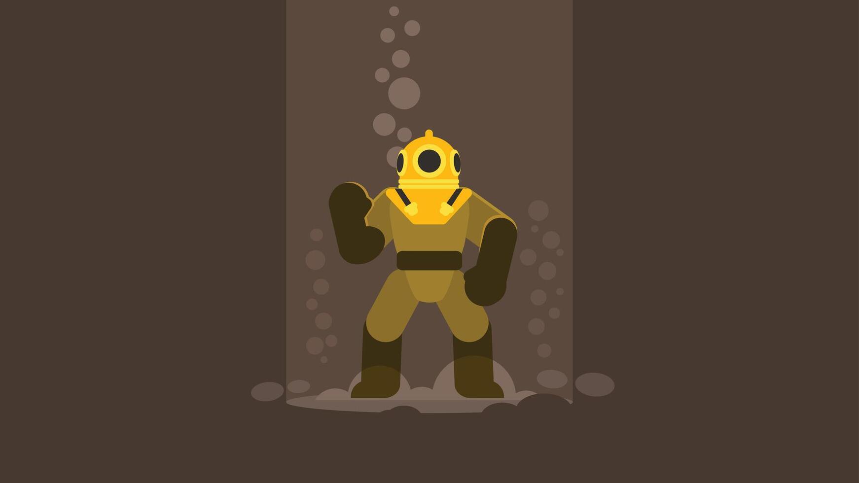 deep diver on the ground of the ocean for industrial discoveries vector