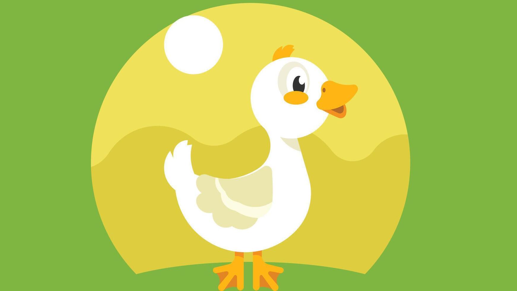 Duck bird cartoon character farm animals for children book illustration vector